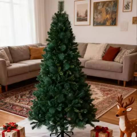 5/6/7/8ft Artificial Christmas Tree, Durable Plastic Xmas Tree for Holiday Party Decor