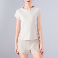 3601 Sports Fitness Short Sleeve Shorts Set Women Summer Mesh Quick Dry Gym Clothing Breathable Runn