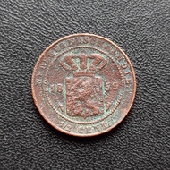 Koin Nederlandsch Indie 1/2 Cent 1859 Uang Kuno Tembaga Mini TP8Ls