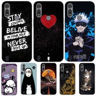 For Motorola Moto E6S E6i Case Phone Cover Protective Soft Silicone Black Tpu Case Typography Cartoo