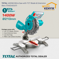 TOTAL 1400W Mitre Saw with TCT Blade & Extension Bars (TS42142107)