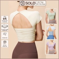 Pilates Yoga Gym Shirt WITH Foam Crochet Women's Sports Lulu T-shirt Soft and Breathable 2017 7143 S