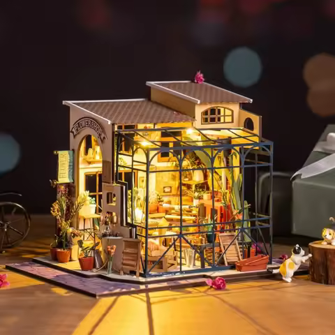 Robotime Mini House DIY Dollhouse Kit with Furnitures Accessories 1:24 Scale Craft Kit Emily's Flowe