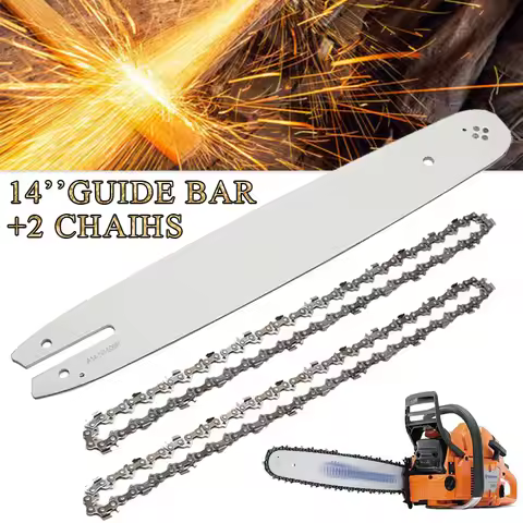 1 Set 14 Inch Chain Saw Chain Guide Bar+2 Saw Chains 3/8 LP For STIHL 017 MS170 MS171 Chain Saw Repl