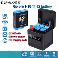 PALO GoPro Hero 9 10 11 12 Battery Sports camera battery Fast Charging gopro Batteries Charger