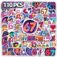 67 Pelekat, Enam Tujuh Pelekat, (110 Keping) Pek Pelekat Meme 6 7 yang Lucu, 67 Pelekat Hiasan Hari 