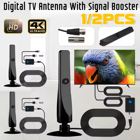 1/2PCS Digital TV Antenna With Signal Booster 4K 1080P HD Amplified TV Antenna 25DBI 50 Mile Range S