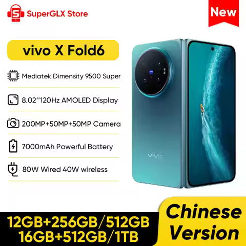 Chinese Version VIVO X Fold6 5G Foldable Smartphone 8.02’’ 120Hz AMOLED Display Mediatek Dimensity 9
