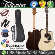 Takamine GD51CE-NAT Cutaway Dreadnought Solid Spruce Top Acoustic Electric Guitar with Bag - Natural