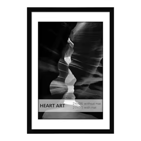 24x36 Poster Frame with Mat Black Picture Frame Display Pictures 20x30 with Mat or 24 x 36 Without M