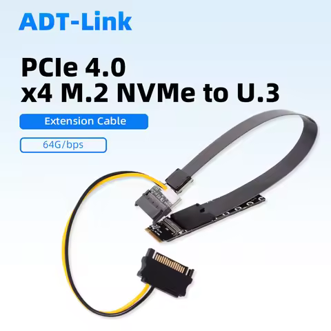 ADT-Link PCIE 5.0 x4 M.2 NVMe To U.2 U.3 E1.S E3.S SSD Extension Cable Solid State Drive Card To M.2