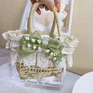 Handmade Lace Handbag Beach Pastoral Straw Bag Woven lolita lolita Bag