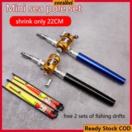 BJ Portable Telescopic Fishing Pen Aluminum Alloy Mini Pocket Pen Shape Travel Ice Fly Fishing Rod Pole Fishing Reel