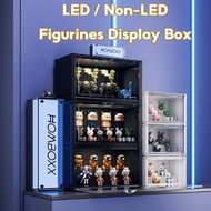 LED / NON-LED Display Case Blind Box Container Design Sticker Popmart Figurines Storage with Shelf
