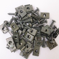 20 Sets Metal U-Type Clips, Anti-Rust Self Tapping Screw Fasteners for Automotive and Motorcycle Use