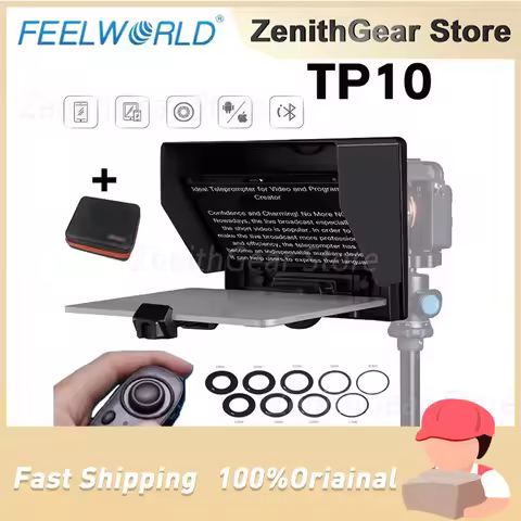 Feelworld TP10 Portable 10 Inch Folding Teleprompter Up 11" Phone Tablet Prompter For Phone DSLR Sho