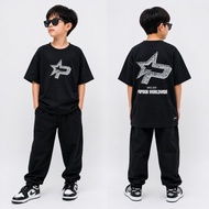 Popdob - Black Oversized Kids T-Shirt Art2 – Premium Cotton T-Shirt for Boys and Girls with Trendy S