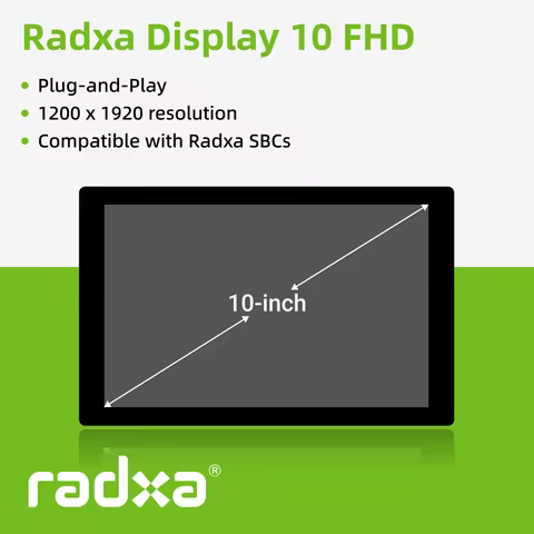 Radxa Display 10 FHD, Touchscreen, 1200x1920 Resolution Supports Radxa SBCs, Plug-and-Play