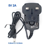 HOLOTO Adapter DC 5V 2A 5.5mm x 2.1mm~2.5mm 3pin Wall AC Power Charger UBOX TX6 MXQ X96 M96 M8S Qplu