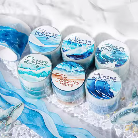 6 styles 40mm*200cm The waves one by one series Ocean wave theme sticker Scrapbooking Material Diary