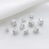Pendant Barrel Beads Silver Color Retention Micro-Inlaid Zircon Gear Snowflake Passepartout Spacer B
