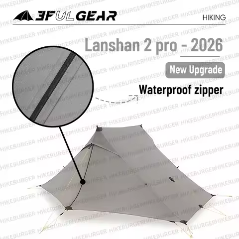 3F UL GEAR Lanshan 2 Pro 2026 Silpoly/Silnylon Tent Outdoor Ultralight Poleless Tent T-zip Doors Wat
