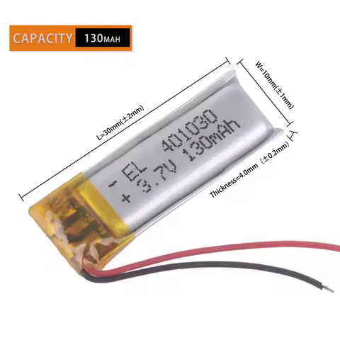 3.7v 130mAh 401030 Lithium Polymer Li-Po Rechargeable Battery For DIY Mp3 MP4 MP5 GPS 041030 Bluetoo