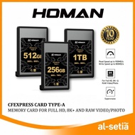 HOMAN CFEXPRESS CARD TYPE-A MEMORY CARD FULL HD | 8K+ RAW VIDEO/PHOTO | SUPERCRUISE - 256GB / 512GB 