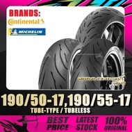 TAYAR 190/55ZR17, 190/50ZR17, 190/50-17, 190/55-17 CONTINENTAL/MICHELIN PILOT STREET/ROAD 6/GT TUBEL