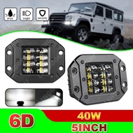 5" Flush Mount LED Work Light Bar Off Road 12V 24V 40W Spot Beam LED Pods for Car Truck Atv 4x4 Jeep Headlight