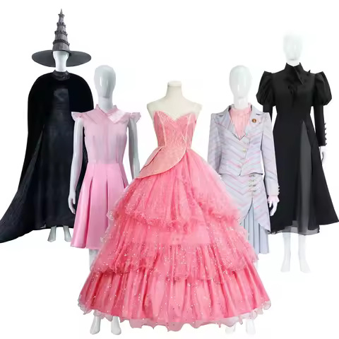 Gotic Movie Wicked Cosplay Witches Costumes Glinda Elphaba Cosplay Costume Party Role-playing Pink S