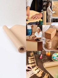 1捲38*1000厘米棕色包裝紙,diy禮物包裝紙,牛皮紙捲,適用於生日禮物包裝,藝術與工藝,花束,海報等製作與包裝,花束包裝紙材料
