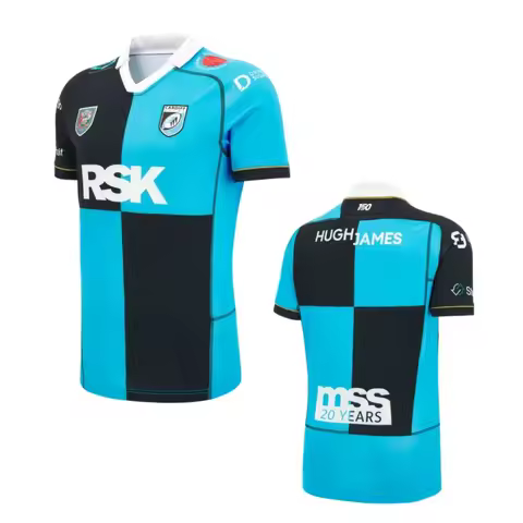 26-27 New Cardiff Rugby Team Jersey Short Sleeved 3D Printed Quick Drying Sports Men's T-shirt Famil
