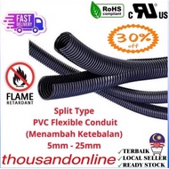 SPLIT TYPE WIRE CONDUIT WIRE LOOM SLEEVE TUBE POLYETHYLENE BLACK HEAT RESISTANT PVC HOLE