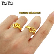 Saudi gold 916 gold ring from women's double heart ring gold female open love ring