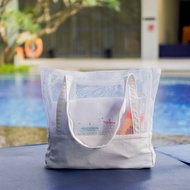 Aston Mesh Totebag Women's Swimming Bag Zipper Tote Bag Mesh Bag Shopping Bag Mesh Sports Bag White 