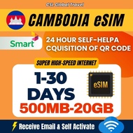 【CSL】Cambodia eSIM | 1-30 Days | High speed Data | 500MB-20GB | Cambodia Travel Card 柬埔寨上网卡