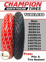 Champion Tires Tubeless Made in Thailand size 14 for Scooter ( free pito, free tire Sealant)