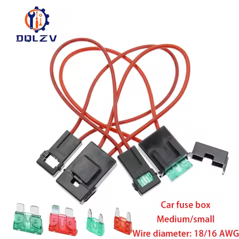 Medium ATC Fuse Holder In-line 18/16AWG Wire Copper 32V Power Blad with Small Fuse and Car Blade Fus