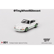 Mini GT 801 Porsche 911 Carrera RS 2.7 Grand Prix White with Green Livery MGT00801-R