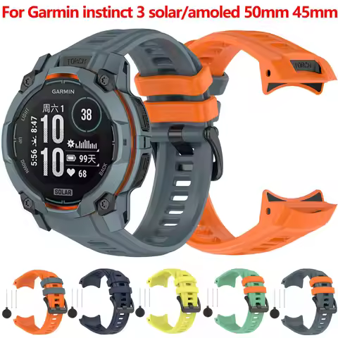 Silicone Strap for Garmin Instinct 3 Amoled 50mm 45mm Original Official Wristband for Garmin Instinc