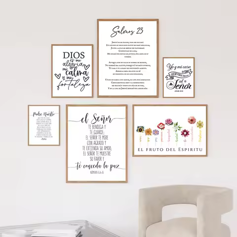 Spanish Bible Verse Quote Poster Verso De La Biblia Espanol Print Modern Scripture Wall Art Canvas P