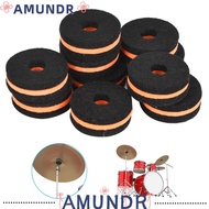 AMUNDR 10 Pcs ​Cymbal Stand Felt, ​Protection Sleeve​ ​Black and Orange ​Cymbal Felt Pad​, Lightweig