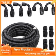 Treee 6AN Braided Fuel Line Hose 20FT Nylon Kit 10PCS Swivel Fitting Adapter Black 1500psi Working P