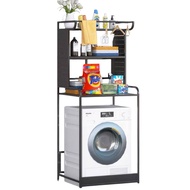 Washing machine rack with pegboard side storage / service yard shelf