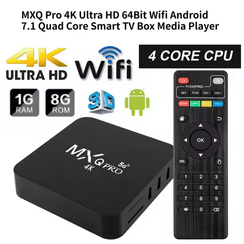 MXQ Pro 4K Ultra HD 64Bit Wifi Android 7.1 Quad Core Smart TV Box Media Player