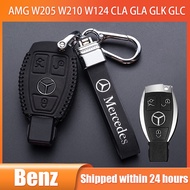For Mercedes Benz W205 W210 W211 W124 CLA GLA GLK AMG GLC Keyless Key Case Cover Leather Keychain Ac