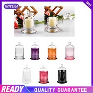 [Iniyexa] Cloche Candle Holder Cover Candle Jar Cup Glass Cloche Dome with Base for Plants Dessert