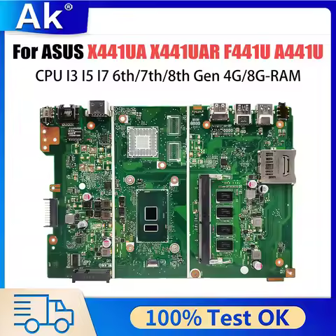 X441UA Laptop Motherboard For ASUS X441UB X441UV X441UF X441UAK F441U A441U Mainboard CPU I3 I5 I7 6