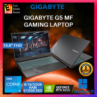 GIGABYTE G5 MF /GIGABYTE G5 KF GAMING LAPTOP (intel I5-12450H /8GB or 16GB / 512GB/ Nvidia RTX4050 6GB OR RTX4060 8GB DDR6 /W11/ 2Yr/BAG) GAMING LAPTOP F2MY333SH / E3MY333SH